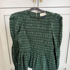 Universal Thread Green Checkered Blouse